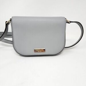 Kate Spade Lauren Way‎ Carsen Saffiano Leather Crossbody Shoulder Bag Gray Small